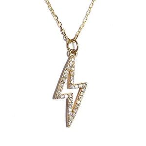 George the Jeweler Diamond Lightning Bolt Charm in Genuine 14K Gold